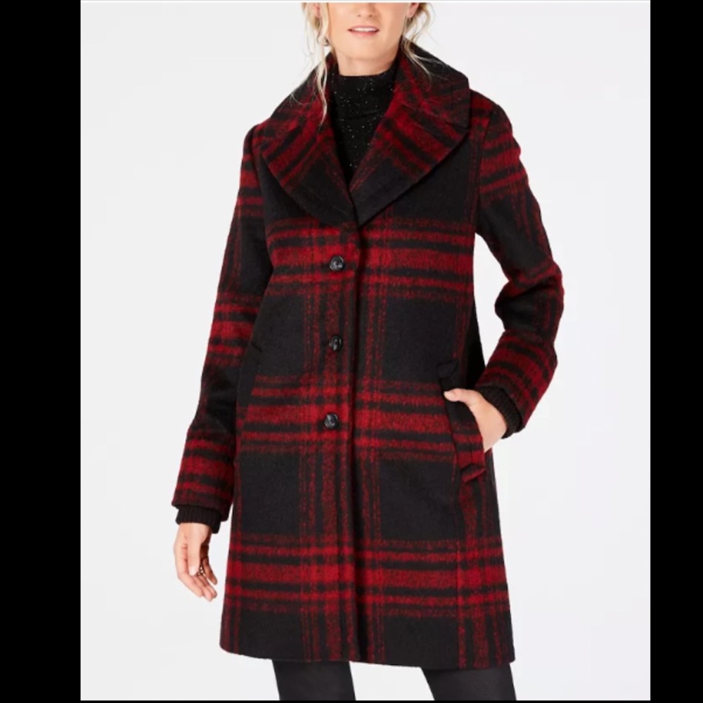 Vince Camuto Plaid Wool Coat